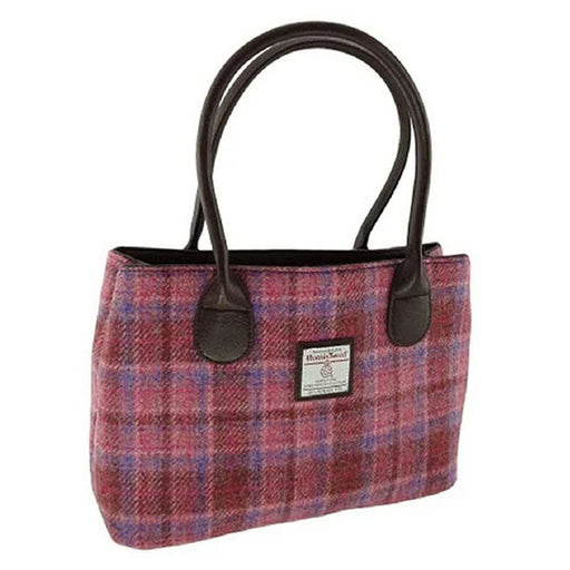 Harris Tweed Classic Handbag Salmon Pink Check - Heritage Of Scotland - SALMON PINK CHECK