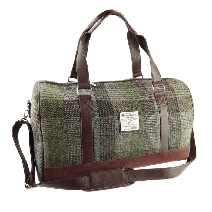 Harris Tweed Clyde Weekend Bag – Spacious Wool Travel Holdall - Heritage Of Scotland - Green Patchwork (COL016)