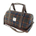 Harris Tweed Clyde Weekend Bag – Spacious Wool Travel Holdall - Heritage Of Scotland - Grey with Rust Overcheck (COL127)
