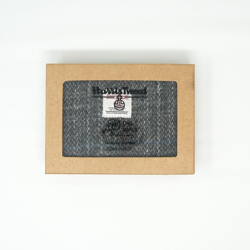 Harris Tweed Coin Purse - GREY & RED CHECK / MAROON - Heritage Of Scotland -