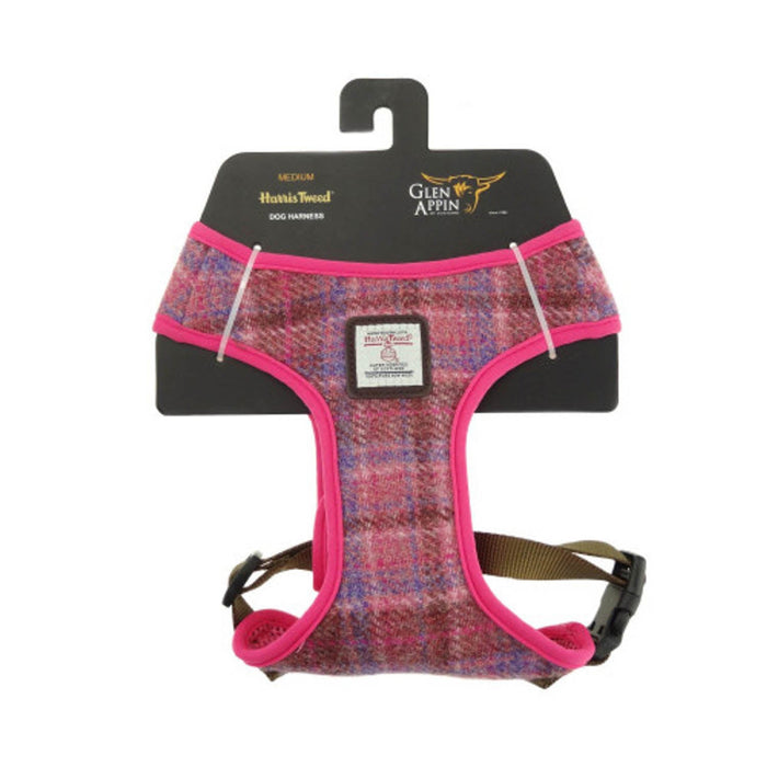 Harris Tweed Dog Harness Pink Check - Heritage Of Scotland - PINK CHECK