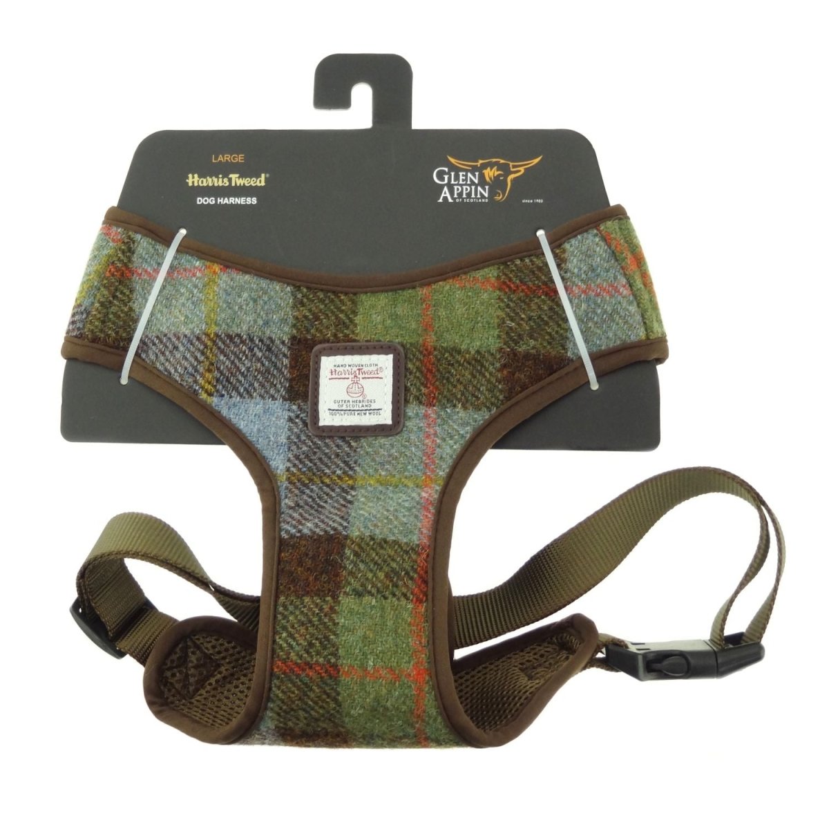 Harris Tweed Dog Harness – Stylish & Durable Designer Dog Harness in MacLeod Tartan (COL015) - Heritage Of Scotland - Large