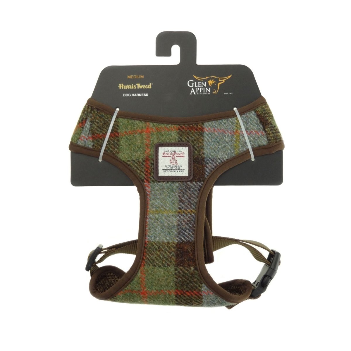 Harris Tweed Dog Harness – Stylish & Durable Designer Dog Harness in MacLeod Tartan (COL015) - Heritage Of Scotland - Medium