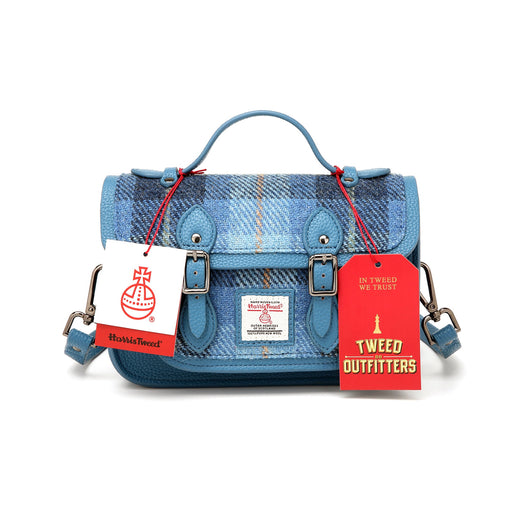 Harris Tweed Edinburgh Satchel Blue Check Tartan / Light Blue - Heritage Of Scotland - Blue Check Tartan / Light Blue