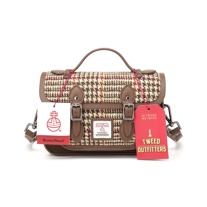 Harris Tweed Edinburgh Satchel Brown And Beige Glen Check / Light Brown - Heritage Of Scotland - Brown And Beige Glen Check / Light Brown