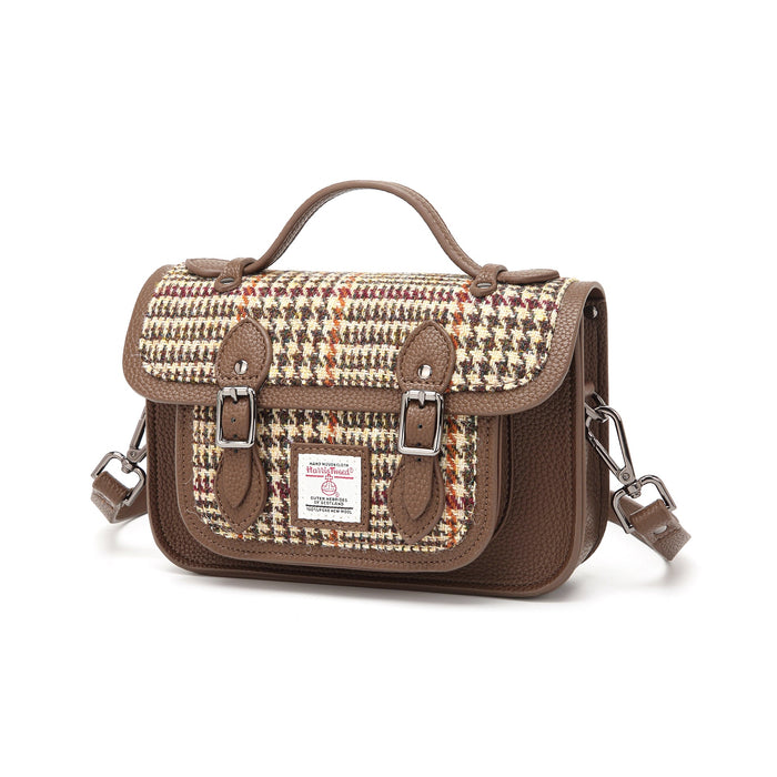 Harris Tweed Edinburgh Satchel Brown And Beige Glen Check / Light Brown - Heritage Of Scotland - Brown And Beige Glen Check / Light Brown