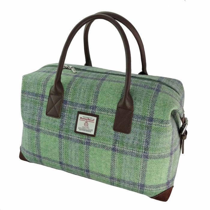 Harris Tweed Esk Overnight Bag - Large Travel Bag Made in UK - Heritage Of Scotland - Faded Green Stewart (COL139)