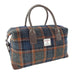 Harris Tweed Esk Overnight Bag - Large Travel Bag Made in UK - Heritage Of Scotland - Grey with Rust Overcheck (COL127)