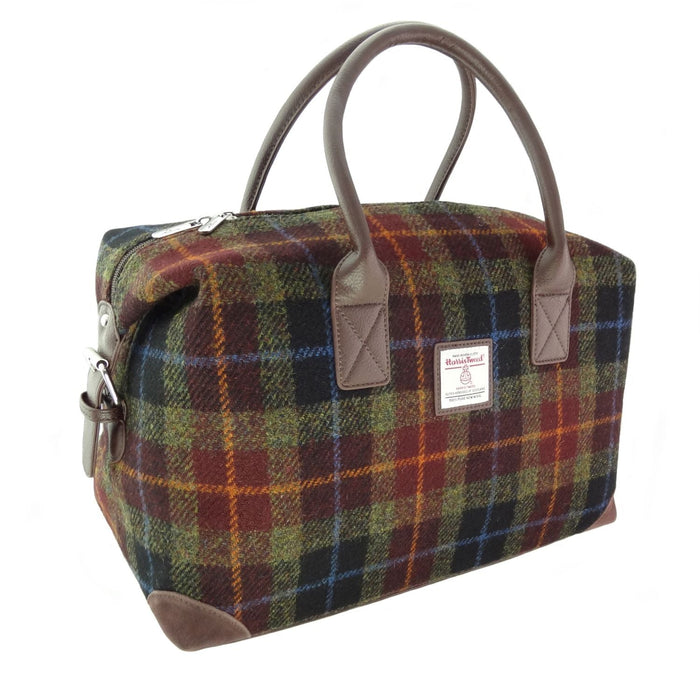 Harris Tweed Esk Overnight Bag - Large Travel Bag Made in UK - Heritage Of Scotland - Rust Check (COL059)