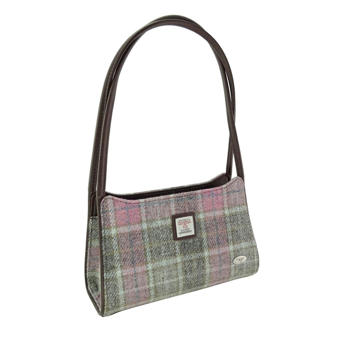 Harris Tweed Fiddich Small Handbag - Classic Tweed Shoulder Handbag - Heritage Of Scotland - Soft Pink Buchanan (COL134)
