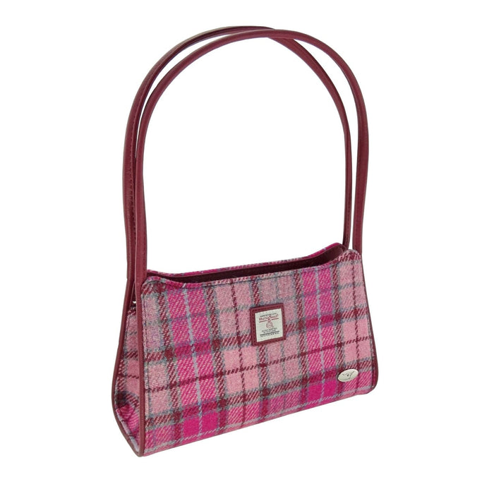 Harris Tweed Fiddich Small Handbag - Classic Tweed Shoulder Handbag - Heritage Of Scotland - Vibrant Pink Buchanan (COL138)