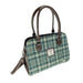 Harris Tweed Findhorn Curved Bottom Handbag - Midi Tote with Adjustable Strap - Heritage Of Scotland - Blue with Duck Egg and Cream Check (COL121)