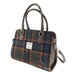 Harris Tweed Findhorn Curved Bottom Handbag - Midi Tote with Adjustable Strap - Heritage Of Scotland - Grey with Rust Overcheck (COL127)