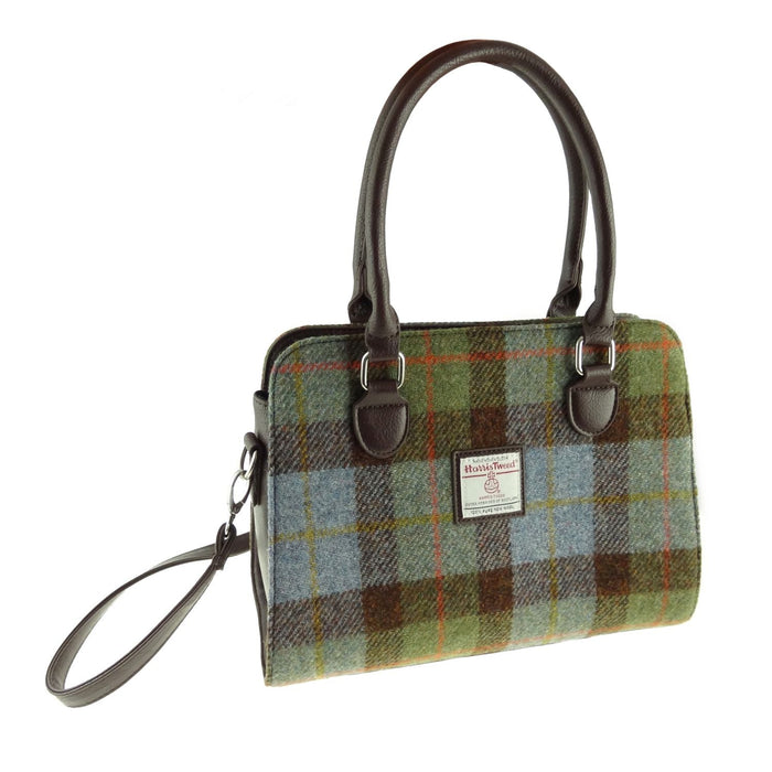 Harris Tweed Findhorn Curved Bottom Handbag - Midi Tote with Adjustable Strap - Heritage Of Scotland - MacLeod Tartan (COL015)