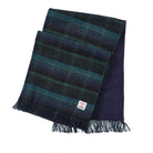 Harris Tweed Fringed Scarf with Fleece Back - Blue with Turquoise Overcheck - Heritage Of Scotland -