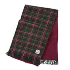 Harris Tweed Fringed Scarf with Fleece Back - Dark Green & Plum Check - Heritage Of Scotland -