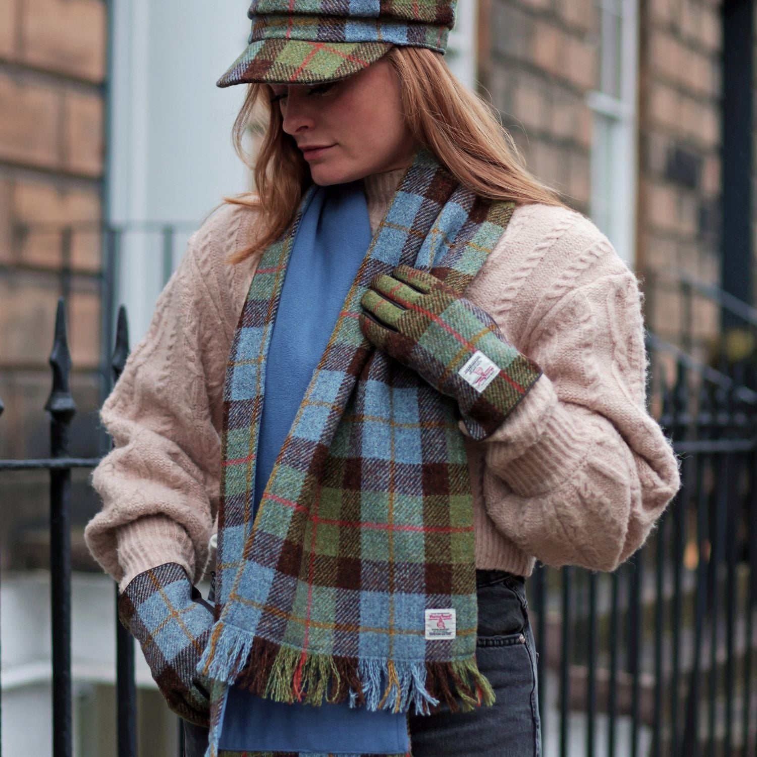 Harris Tweed Fringed Scarf with Fleece Back - Made in UK - Heritage Of Scotland - MacLeod Tartan (COL015)