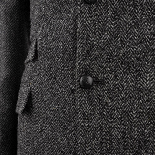 Harris Tweed Gents Wool Jacket - Harris Dk Grey Herringbone - Heritage Of Scotland - DK GREY HERRINGBONE