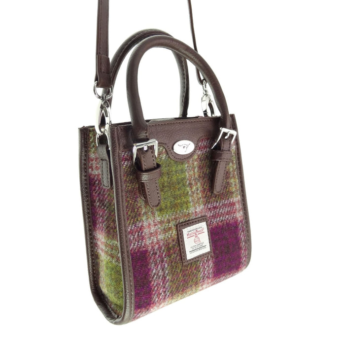 Harris Tweed Keltie Tall Mini Tote Bag - Wool Crossbody Tote - Heritage Of Scotland - Heather Check (COL125)