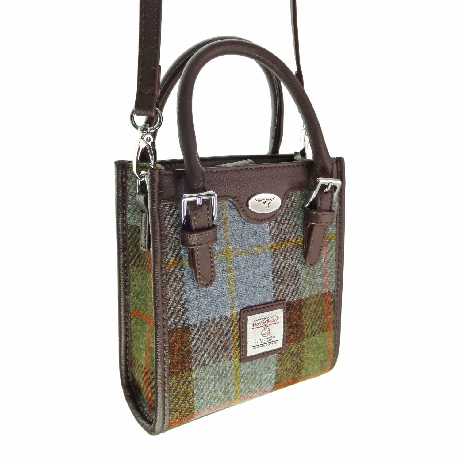 Harris Tweed Keltie Tall Mini Tote Bag - Wool Crossbody Tote - Heritage Of Scotland - MacLeod Tartan (COL015)