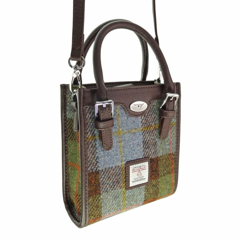 Harris Tweed Keltie Tall Mini Tote Bag - Wool Crossbody Tote - Heritage Of Scotland - MacLeod Tartan (COL015)