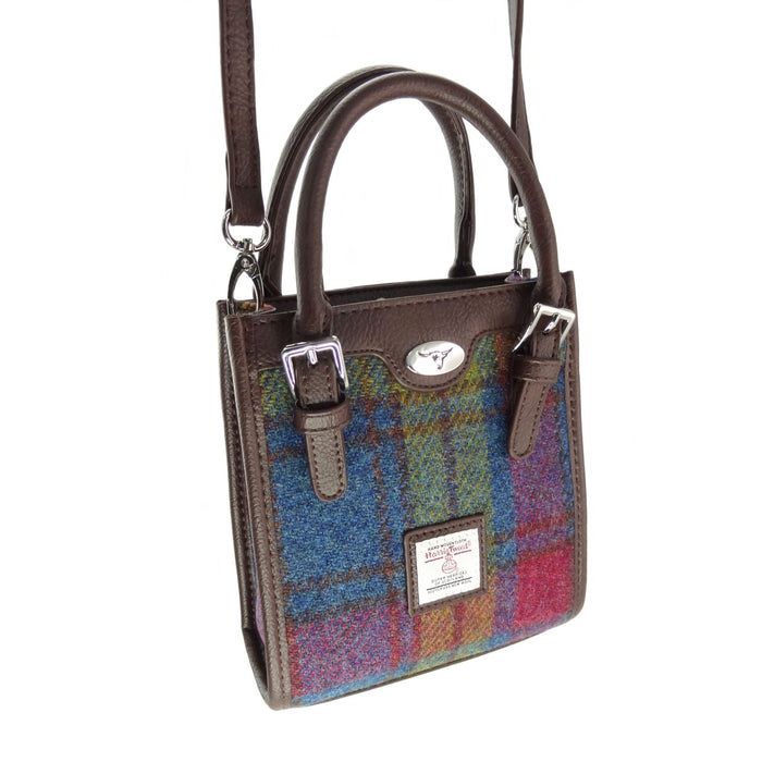 Harris Tweed Keltie Tall Mini Tote Bag - Wool Crossbody Tote - Heritage Of Scotland - Multi Colour Tartan (COL046)