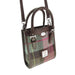 Harris Tweed Keltie Tall Mini Tote Bag - Wool Crossbody Tote - Heritage Of Scotland - Muted Green & Rose Pink Tartan (COL137)