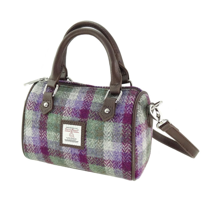 Harris Tweed Kilbride Mini Bowling Bag - Small Shoulder and Handbag - Heritage Of Scotland - Beige Stewart (COL132)