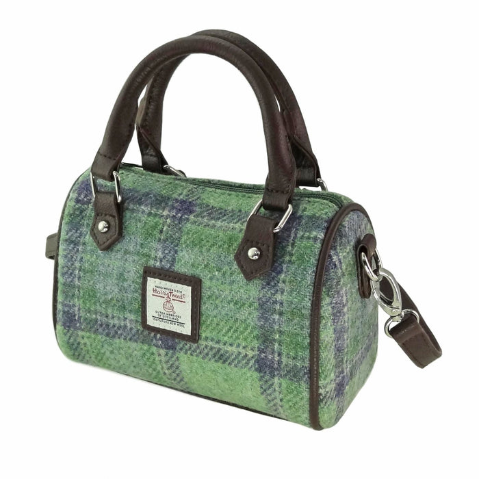 Harris Tweed Kilbride Mini Bowling Bag - Small Shoulder and Handbag - Heritage Of Scotland - Faded Green Stewart (COL139)