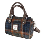 Harris Tweed Kilbride Mini Bowling Bag - Small Shoulder and Handbag - Grey with Rust Overcheck (COL127) - Heritage Of Scotland -