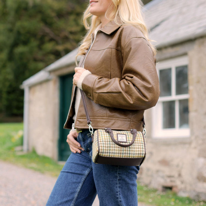 Harris Tweed Kilbride Mini Bowling Bag - Small Shoulder and Handbag - Heritage Of Scotland - MacLeod Tartan (COL015)