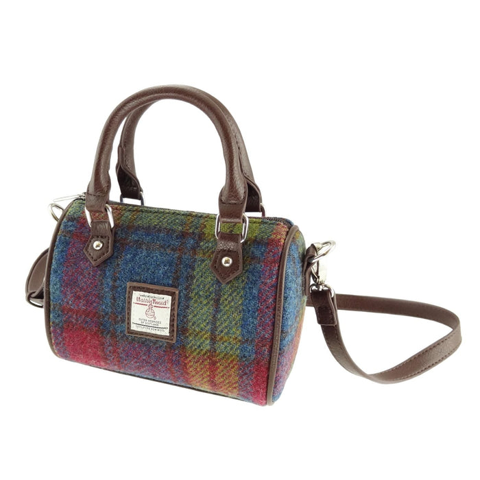 Harris Tweed Kilbride Mini Bowling Bag - Small Shoulder and Handbag - Heritage Of Scotland - Multi Colour Tartan (COL046)
