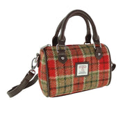 Harris Tweed Kilbride Mini Bowling Bag - Small Shoulder and Handbag - Heritage Of Scotland - Red & Green Tartan (COL141)
