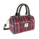 Harris Tweed Kilbride Mini Bowling Bag - Small Shoulder and Handbag - Rust Red with Green, White & Blue Overcheck (COL151) - Heritage Of Scotland -