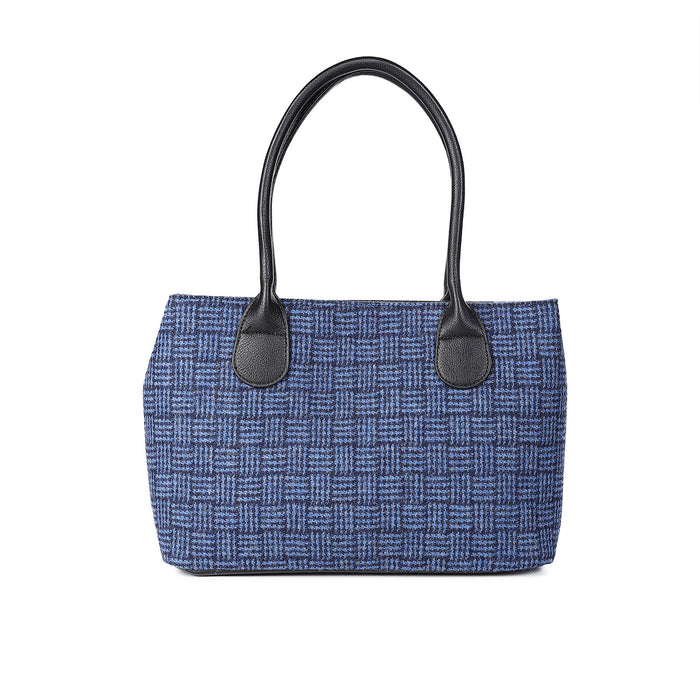 Harris Tweed Ladies Handbag - Classic Blue Basket Weave - Heritage Of Scotland - BLUE BASKET WEAVE