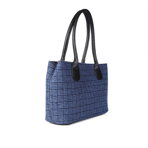 Harris Tweed Ladies Handbag - Classic Blue Basket Weave - Heritage Of Scotland - BLUE BASKET WEAVE