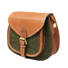 Harris Tweed Ladies Leather Shoulder Bag – Dark Green Check & Tan - Heritage Of Scotland - Dark Green Check / Tan