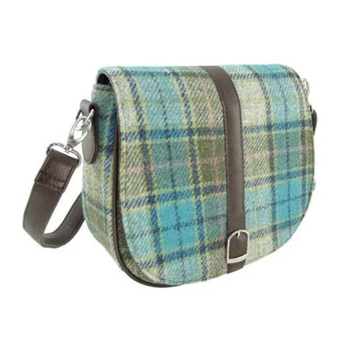 Harris Tweed Ladies Shoulder Bag - Beauly Turqoise Tartan - Heritage Of Scotland - Turqoise Tartan