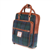 Harris Tweed & Leather Large Backpack - BLACK WATCH / TAN - Heritage Of Scotland -