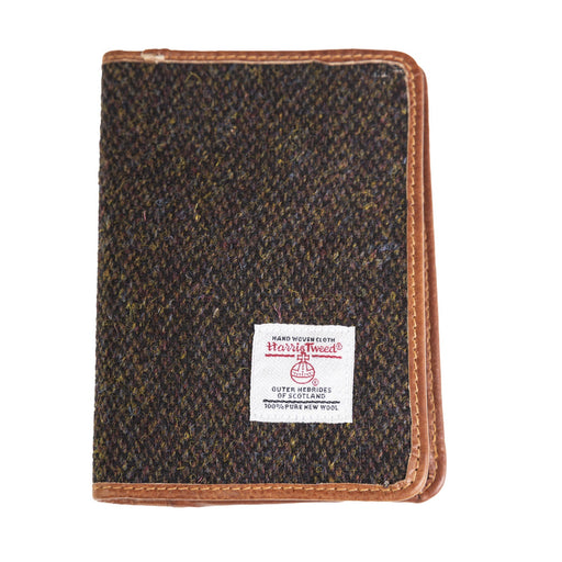 Harris Tweed Leather Passport Cover Dark Brown Barleycorn / Tan - Heritage Of Scotland - DARK BROWN BARLEYCORN / TAN