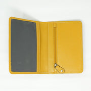 Harris Tweed Leather Passport Cover - Heritage Of Scotland - DARK BROWN BARLEYCORN / YELLOW