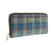 Harris Tweed Long Zip Purse - Staffa Blue/Purple Check On Grey - Heritage Of Scotland - BLUE/PURPLE CHECK ON GREY