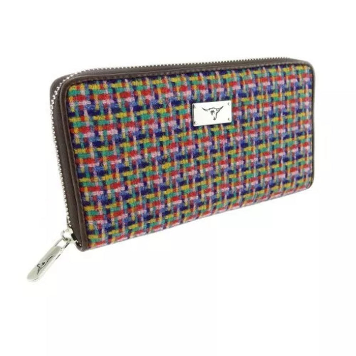 Harris Tweed Long Zip Purse - Staffa Jazzy Weave - Heritage Of Scotland - JAZZY WEAVE