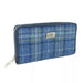 Harris Tweed Long Zip Purse - Staffa Light Blue Check - Heritage Of Scotland - Light Blue Check