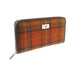 Harris Tweed Long Zip Purse - Staffa Rust/ Orange Overcheck - Heritage Of Scotland - Rust/ Orange Overcheck