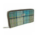 Harris Tweed Long Zip Purse - Staffa Turqoise Tartan - Heritage Of Scotland - Turqoise Tartan