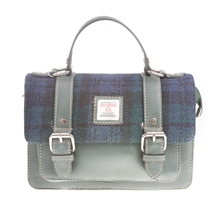 Harris Tweed Medium Satchel Bag Black Watch / Green - Heritage Of Scotland - BLACK WATCH / GREEN