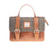 Harris Tweed Medium Satchel Bag Blue & Brown Check Hb / Tan - Heritage Of Scotland - BLUE & BROWN CHECK HB / TAN