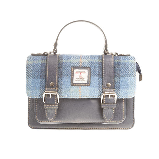 Harris Tweed Medium Satchel Bag Blue Check / Blue Dd - Heritage Of Scotland - BLUE CHECK / BLUE DD