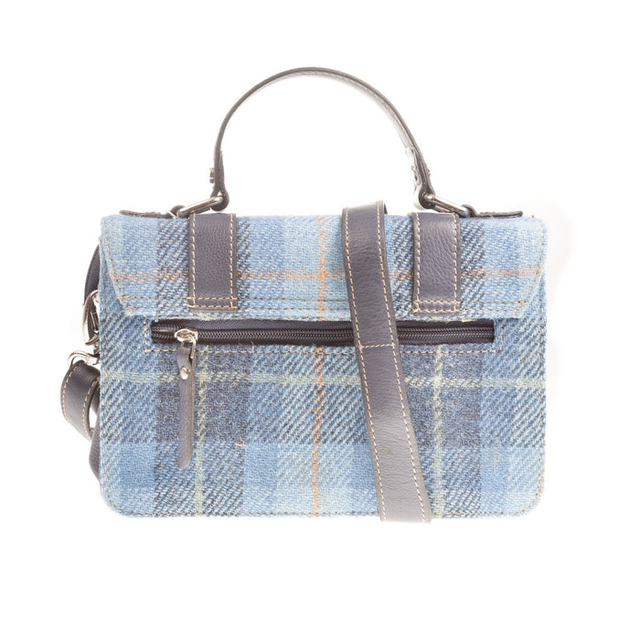 Harris Tweed Medium Satchel Bag Blue Check / Blue Dd - Heritage Of Scotland - BLUE CHECK / BLUE DD